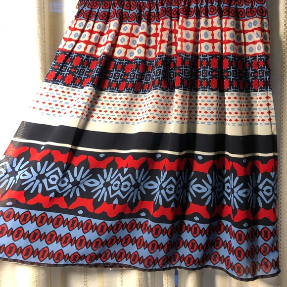 Strapless City Triangles Navy Blue Pattered Dress - Picture 4 of 6